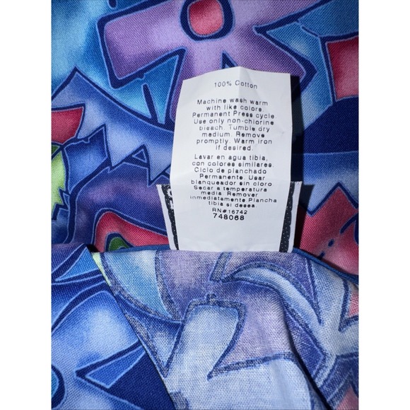 Fundamentally Cotton Women's V Neck Scrub Top Size Small Bright Floral Design - Picture 6 of 7